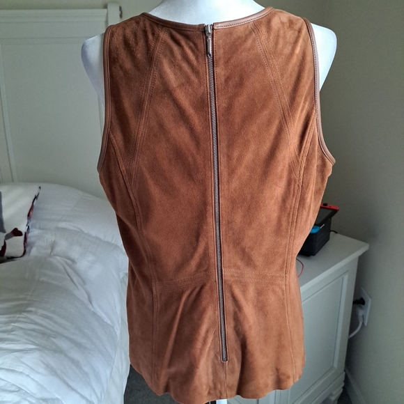 WHBM genuine suede sleeveless bodice top rich Cognac Rust Size 16 - Picture 6 of 8
